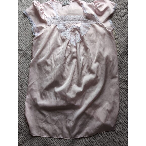 Jaclyn Smith VINTAGE Light Pink Lace Trim Nightgown Mid Length Cap Sleeve L - Picture 2 of 10